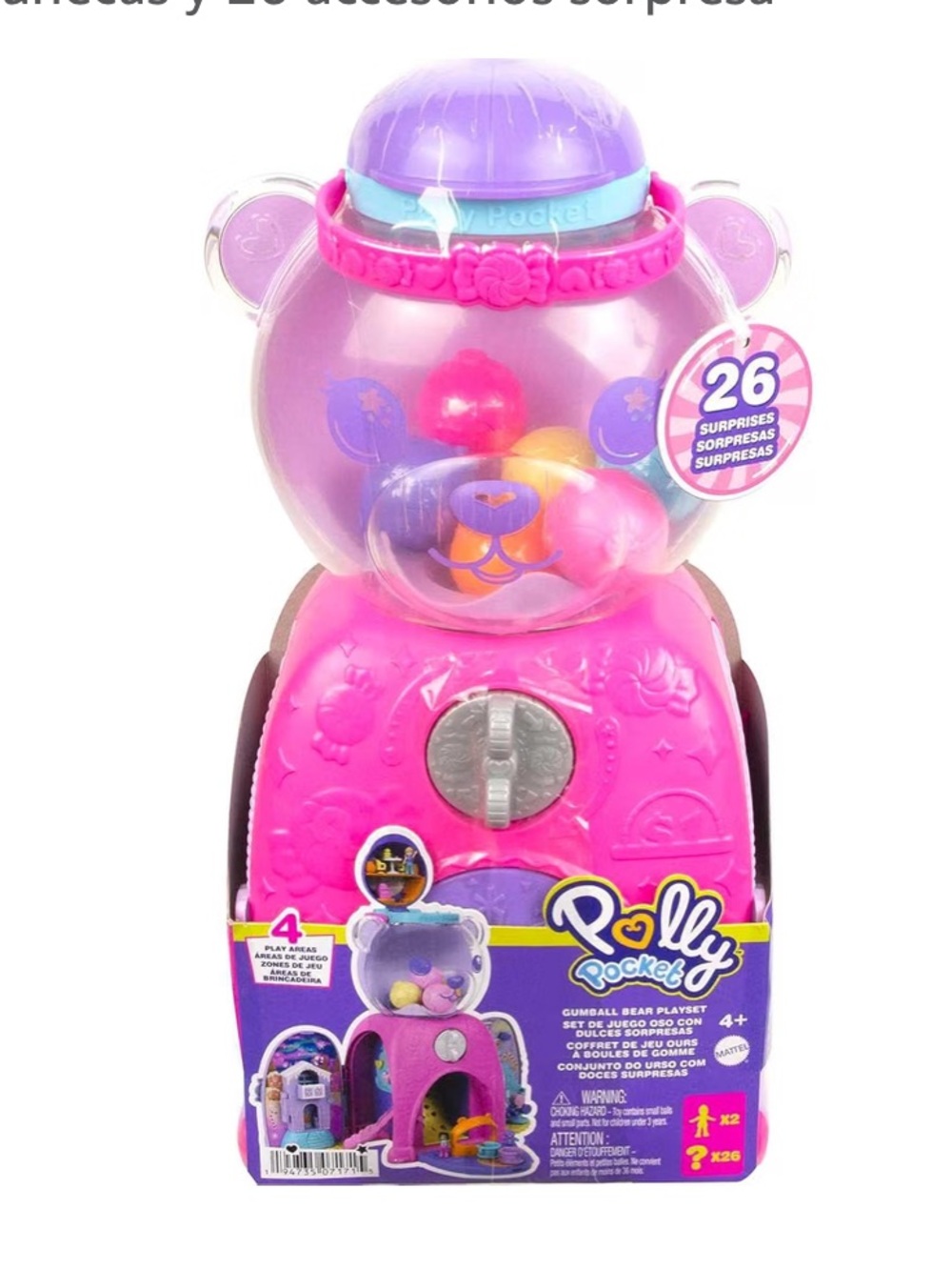 Polly Pocket Gumball Bear Playset - Pink & Purple